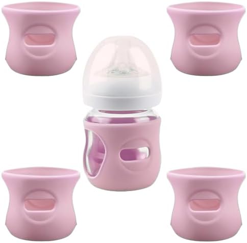 4 Pack Silicone Sleeves for Avent Natural Glass Baby Bottles by QinSuiKai