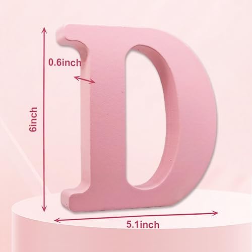 AOCEAN 6 Inch Pink Wood Letters Unfinished Wooden Letters - Image 2