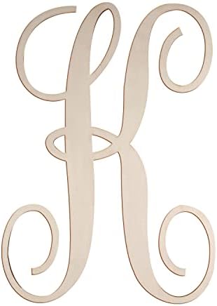 Cursive Wooden Letters K for Wall Decor Large Wood Monogram Letters 14 Inch by Focal20Craft