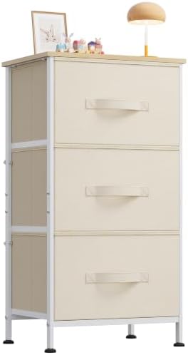 WLIVE Small Dresser Nightstand for Bedroom, 3 Drawers, Cream White by WLIVE