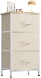 WLIVE Small Dresser Nightstand for Bedroom, 3 Drawers, Cream White by WLIVE