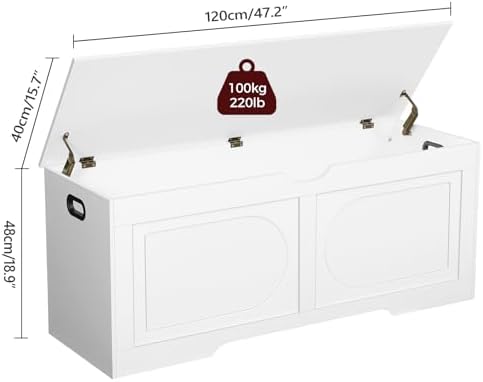 MAHANCRIS Storage Chest, 47.2” Toy Box, Entryway Storage Trunk - Image 3