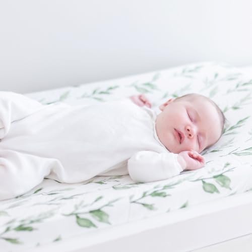 Crane Baby Changing Pad Cover, 100% Cotton Sateen Exterior, Floral Leaf Baby - Image 6