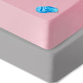 2 Pack Bassinet Sheets Fitted Waterproof Grey & Pink by Bilobanbabybedding