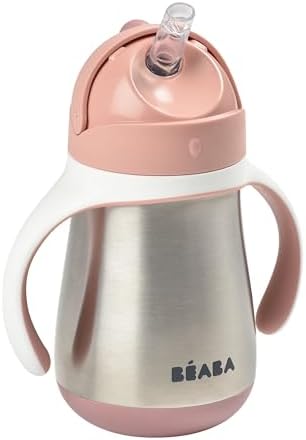 BEABA Stainless Steel Straw Sippy Cup, Insulated Toddler Cups Spill Proof by BEABAUSA