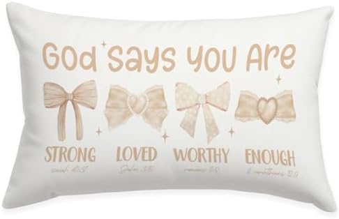 Decorative Beige Bow 12x20 Throw Pillow Cover, Cute Pillowcase by Wheatwin