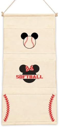 3-Pocket Hanging Wall Organizer, Baseball Theme Over Door Storage by AUII+JO+DESIGN