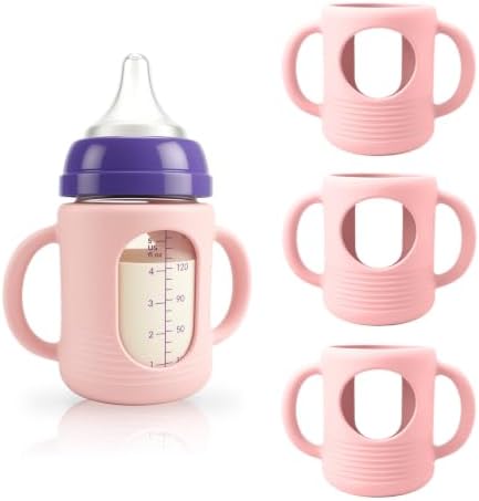 3-Pack Silicone Sleeves for New Lansinoh & Pigeon Glass Baby Bottle 5 oz by Unknown