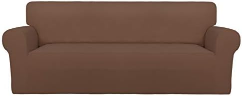 PureFit Stretch Oversized Couch Covers Fleece Sofa Slipcovers Brown by PureFit