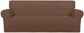 PureFit Stretch Oversized Couch Covers Fleece Sofa Slipcovers Brown by PureFit