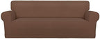 PureFit Stretch Oversized Couch Covers Fleece Sofa Slipcovers Brown by PureFit