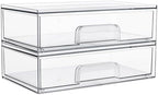 Vtopmart Clear Stackable Storage Drawers, 2 Pack Wide Plastic Organizers by Vtopmart
