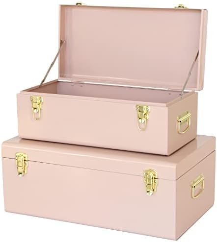 Vixdonos Metal Trunks College Dorm Steel Chests Decorative Storage Box Set of 2 by Vixdonos