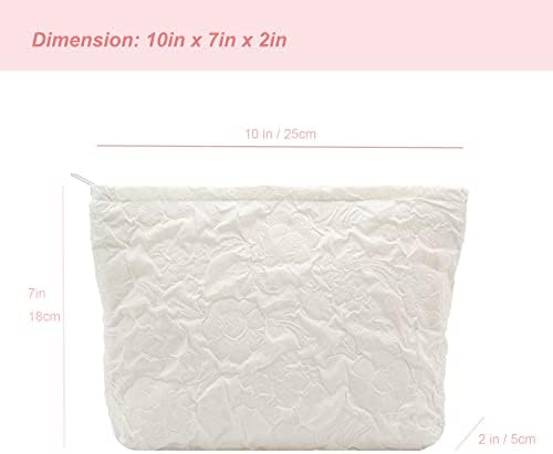 PAZIMIIK Makeup Bags for Purse Zipper Cosmetic Pouch Large Travel Canvas Make - Image 2