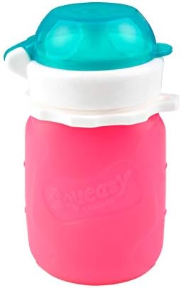 Pink 3.5 oz Squeasy Snacker Spill Proof Silicone Reusable Food Pouch - Image 3