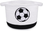 Soccer Woven Basket- Small Cotton Rope Gift Basket Embroidered Football by Hkojewp