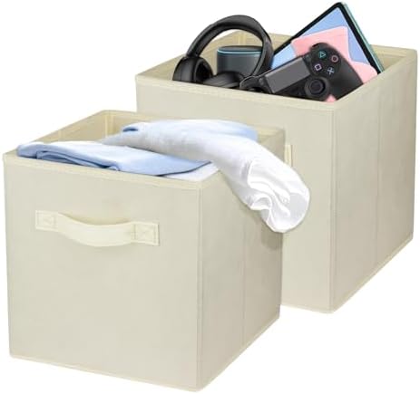 2 Pcs Storage Cubes, 10.5 Inch Collapsible Storage Bins, Fabric Foldable Bins by Zuihug