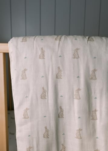 Oilo Bunny Crib Bedding Set, 5-Layer Organic Cotton Muslin Crib Quilt & Sham - Image 5