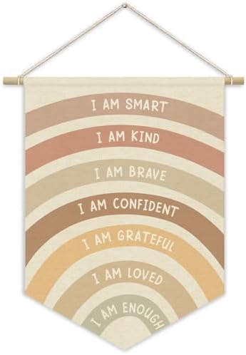Nursery Decor, Positive Affirmation Kids Wall Art Canvas Banner, Rainbow Wall by Unknown