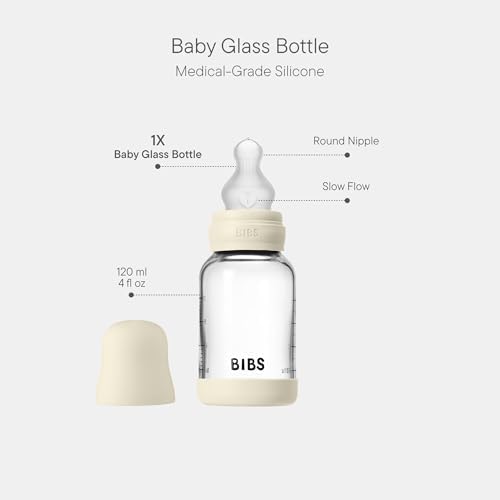 BIBS Glass Baby Bottle, 120 ml, Silicone Nipple - Image 2