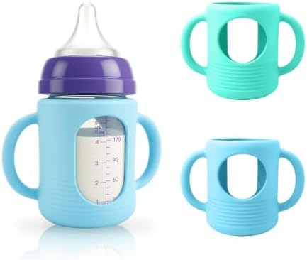 2-Pack Silicone Sleeves for New Lansinoh & Pigeon Glass Baby Bottle 5 oz by Unknown