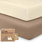 2 Pack and Play Sheets, Waterproof Mini Crib Sheet Fitted 38x26 by KeaBabies
