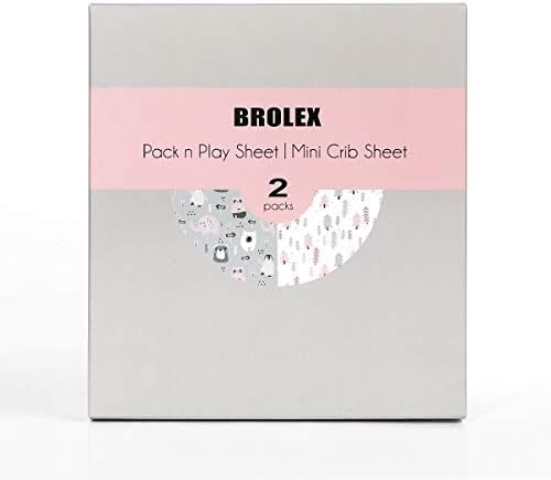 BROLEX 2 Pack Mini Crib Sheets, Stretchy Portable Fitted Playard Sheet Set - Image 2