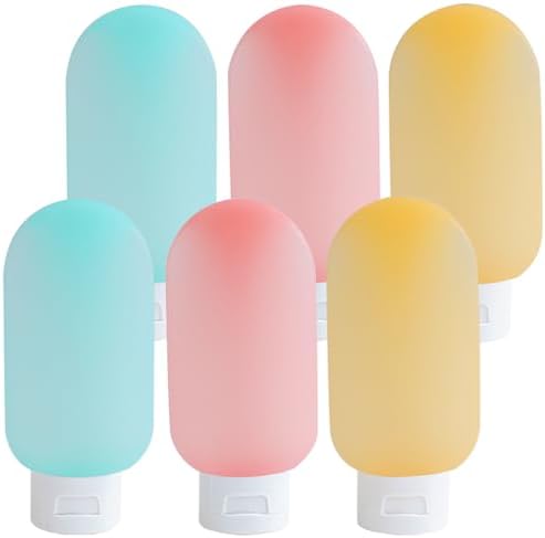 Travel Bottles for Toiletries 6 Pack, Leakproof 2 oz Tsa Approved Travel Size by DEWSENSI