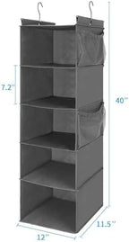 MAX Houser 5 Shelf Foldable Hanging Closet Organizer, Cloth Hanging Shelf - Image 3
