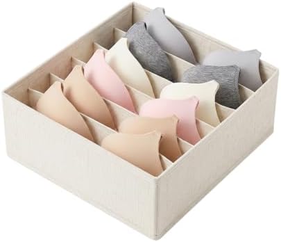 Linen Bra Organizer for Drawer, 18 Divided Cells by ZenStorage