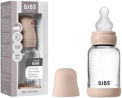 BIBS Glass Baby Bottle, 120 ml, Silicone Nipple by BIBS