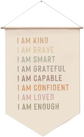 Kids Affirmations Wall Decor Banner, I Am Kind Smart Loved Enough Positive by WCDHOR