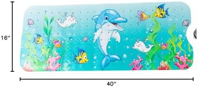 ENKOSI Non-Slip Bath Mat and Shower Mat 40x16 Extra Long, Dolphin Print - Image 6