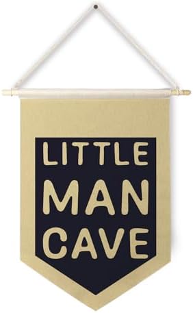 Qpenm Little Man Cave Hanging Wall Canvas Banner, Kids Room Hanging Pennant by ColorfulLifeStartingwithYourCuteTowel