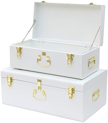 Vixdonos Decorative Metal Box Storage Trunks Set of 2 College Dorm Chest by Vixdonos