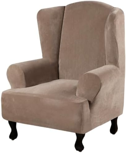 H.VERSAILTEX Wingback Chair Covers Velvet Plush Wing Chair Slipcover 1 Piece by HVERSAILTEX