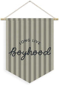 Boys Room Decor, Long Live Boyhood Boy Nursery Linen Canvas Banner by Unknown