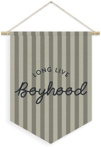Boys Room Decor, Long Live Boyhood Boy Nursery Linen Canvas Banner by Unknown