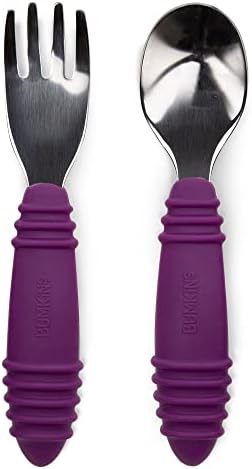 Bumkins Toddler Utensils, Kids Size Fork and Spoon Set, Silicone and by Bumkins