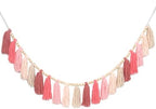 Pink Yarn Tassel Garland Boho Preppy Wall Hanging Decor Bunting Banner Tassels by WelcometoTasuwat