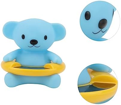 Bear Shaped Baby Bath Water Thermometer One Piece Plastic Blue - Image 3