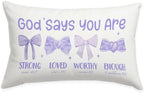 Purple Pillow Cover 12x20, Bow Coquette Room Decor by Wheatwin
