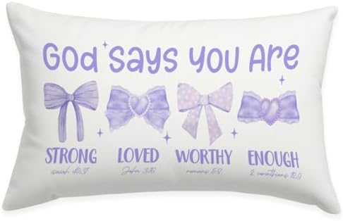 Purple Pillow Cover 12x20, Bow Coquette Room Decor by Wheatwin