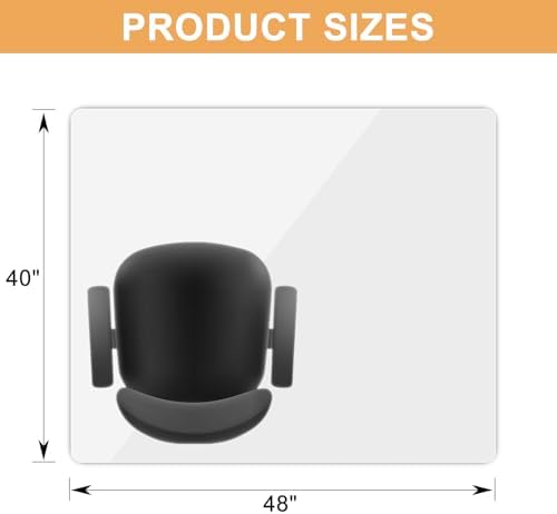 Azadx Tempered Glass Chair Mat for Carpet 40" x 48" Heavy Duty Chair Mat - Image 2