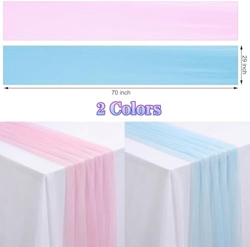 4 Pcs Pink Blue Table Runner for Gender Reveal Party Solid - Image 3