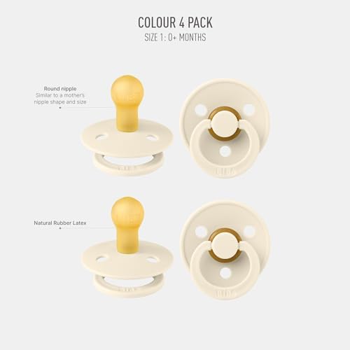 BIBS Color Pacifiers 4-Pack | BPA Free Soother Pacifier | Round Nipple | - Image 2