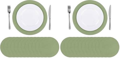 SHACOS 100 PCS Round Paper Placemats 13 inch Disposable Paper Place Mats by SHACOS