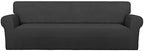 PureFit Stretch Couch Covers for Sofa 4 Seater Slipcovers Dark Gray by PureFit