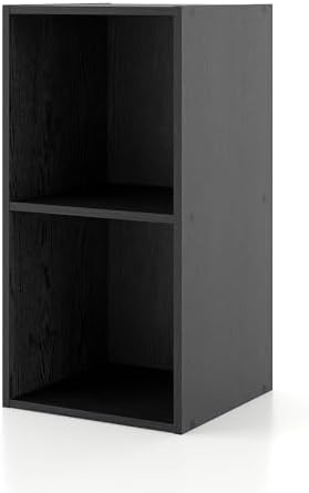 Homes: Inside + Out Apexa 2-Cube Storage Organizer Shelves, Stackable Wood by HOMESInsideOut