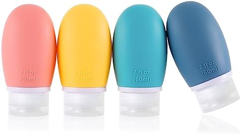 Leak Proof Silicone Travel Bottles, 4 Pack 2oz Liquid Squeezable Refillable by LIYUABU